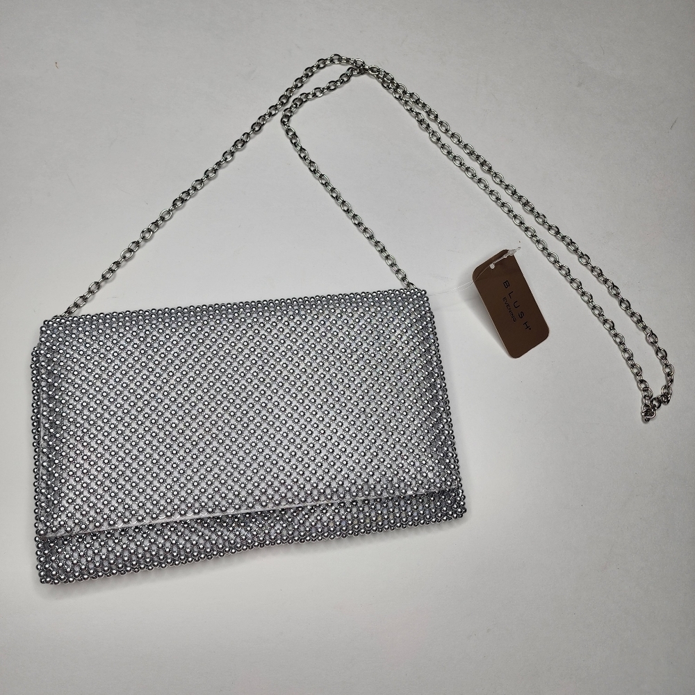 NWT Blush Evening Silver Convertable Purse Crossbody